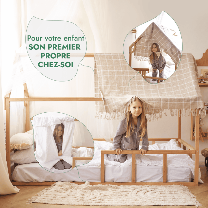 Lit Cabane Montessori pour Enfants avec Barrière - Goodevas FR