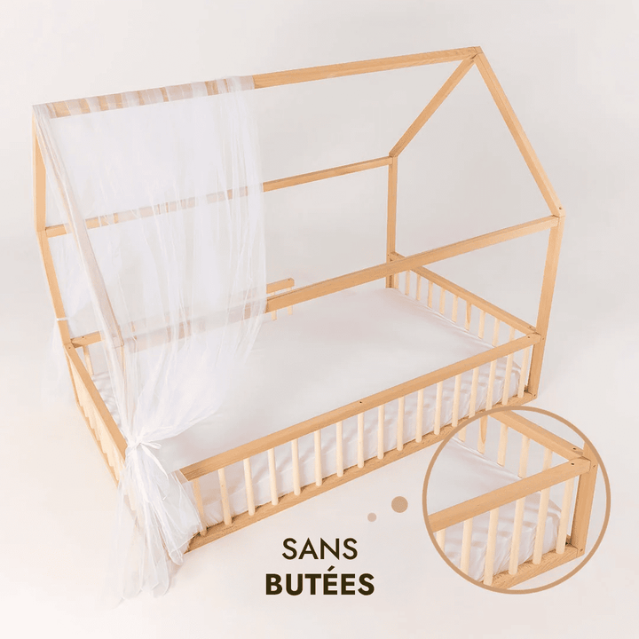 Lit Cabane Montessori pour Enfants avec Barrière - Goodevas FR