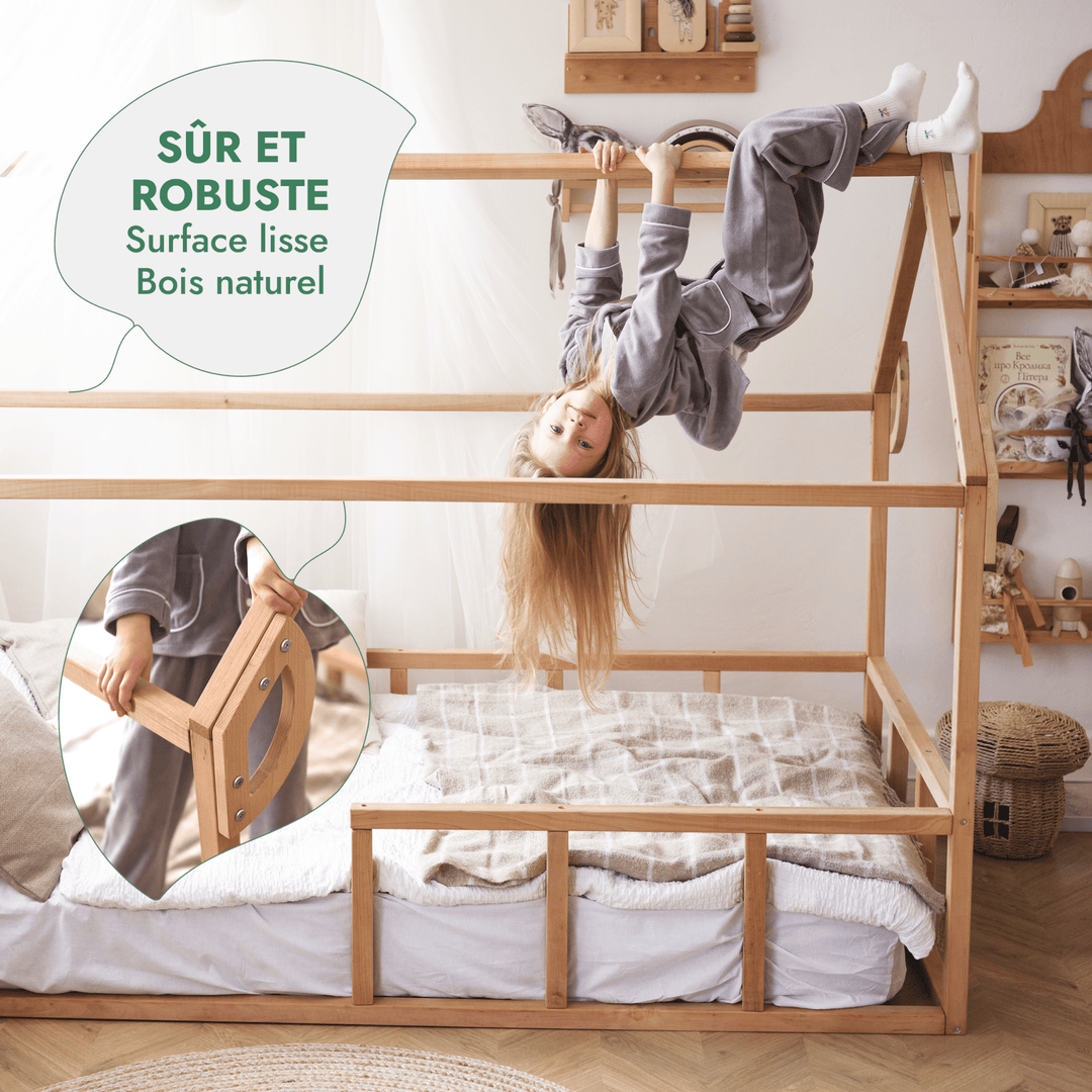 Lit Cabane Montessori pour Enfants avec Barrière - Goodevas FR