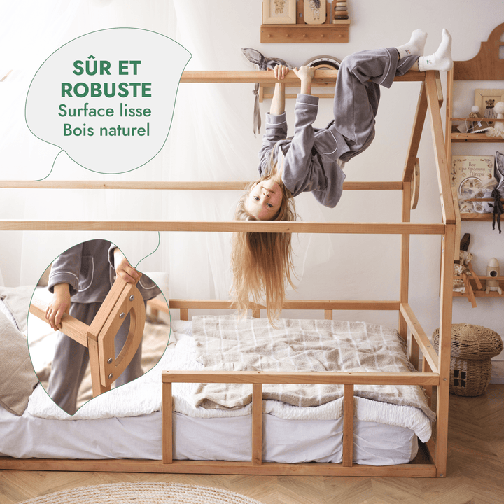 Lit Cabane Montessori pour Enfants avec Barrière - Goodevas FR