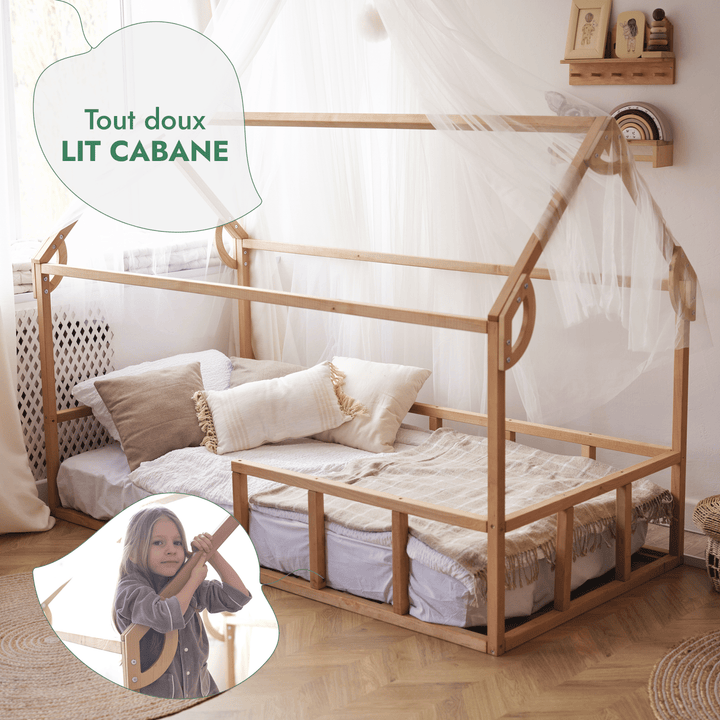 Lit Cabane Montessori pour Enfants avec Barrière - Goodevas FR