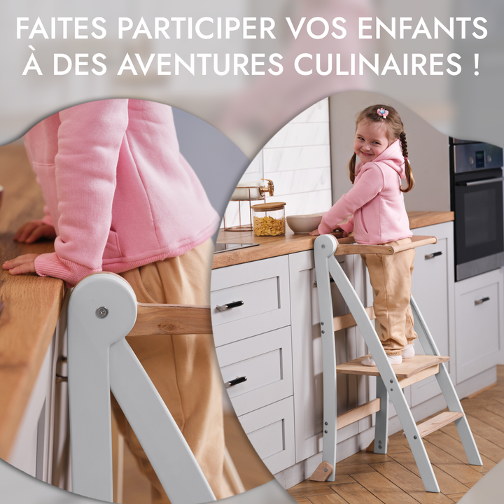 Tour d'apprentissage : Tabouret pliable pour tout-petits - Gris