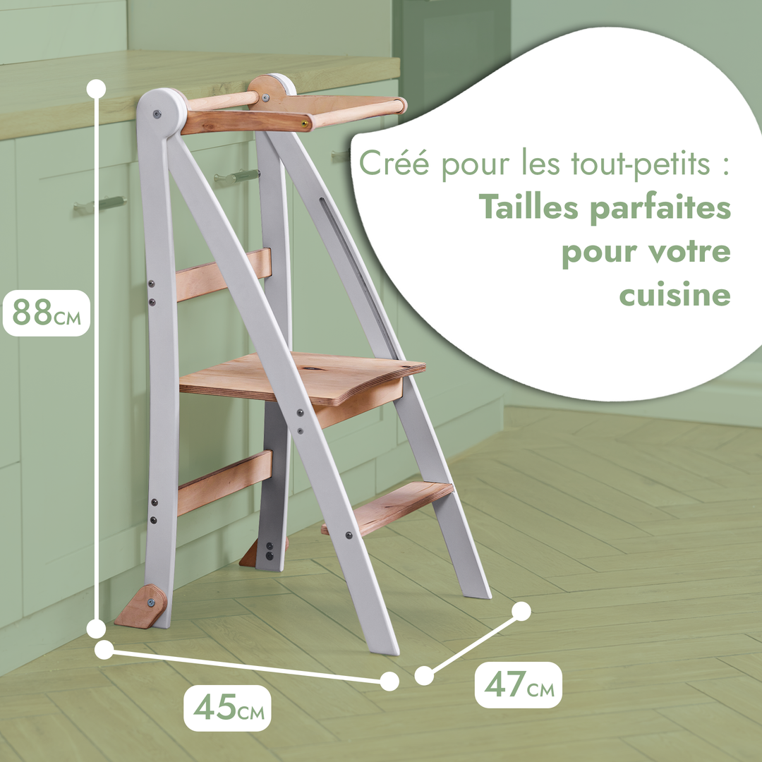 Tour d'apprentissage : Tabouret pliable pour tout-petits - Gris