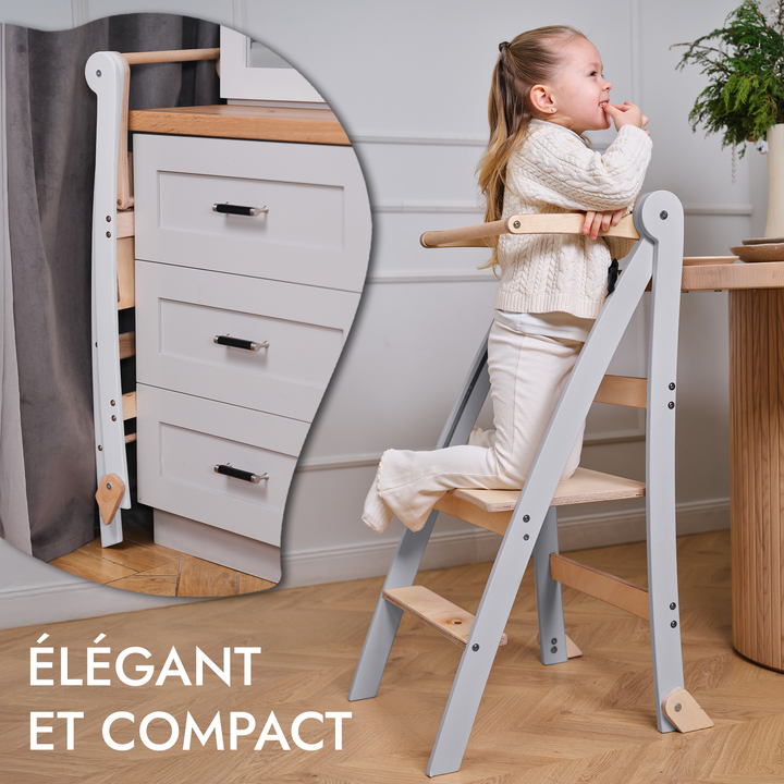 Tour d'apprentissage : Tabouret pliable pour tout-petits - Gris
