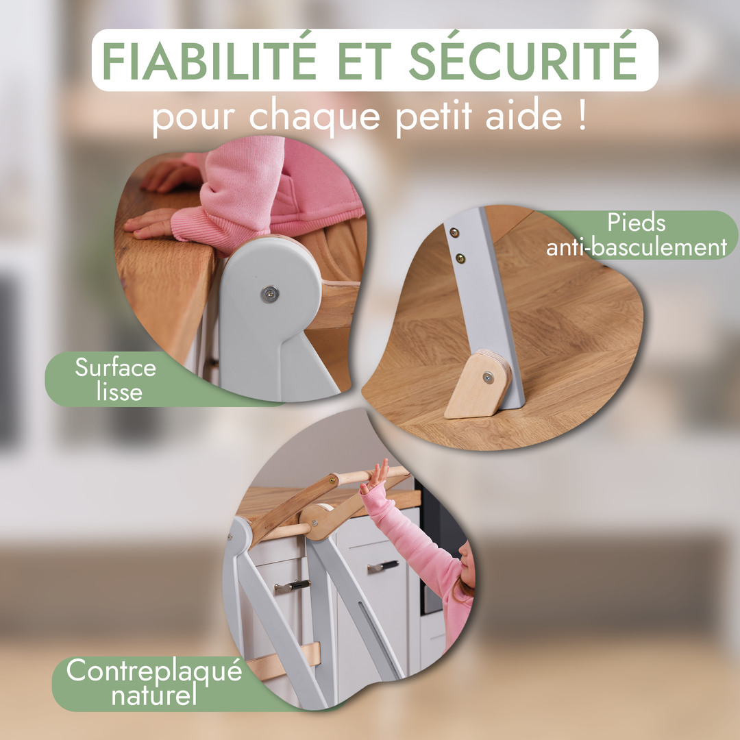 Tour d'apprentissage : Tabouret pliable pour tout-petits - Gris