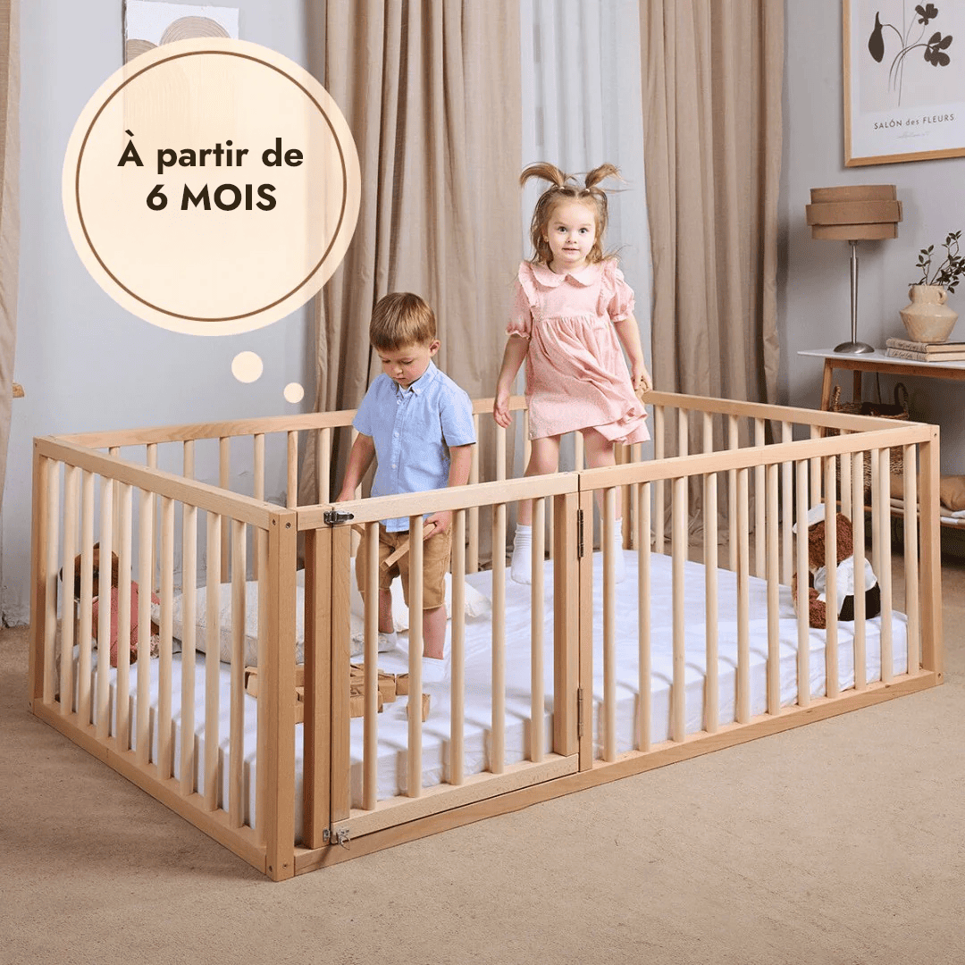Cadre de lit au sol Montessori pour les Tout-petits avec Barrière