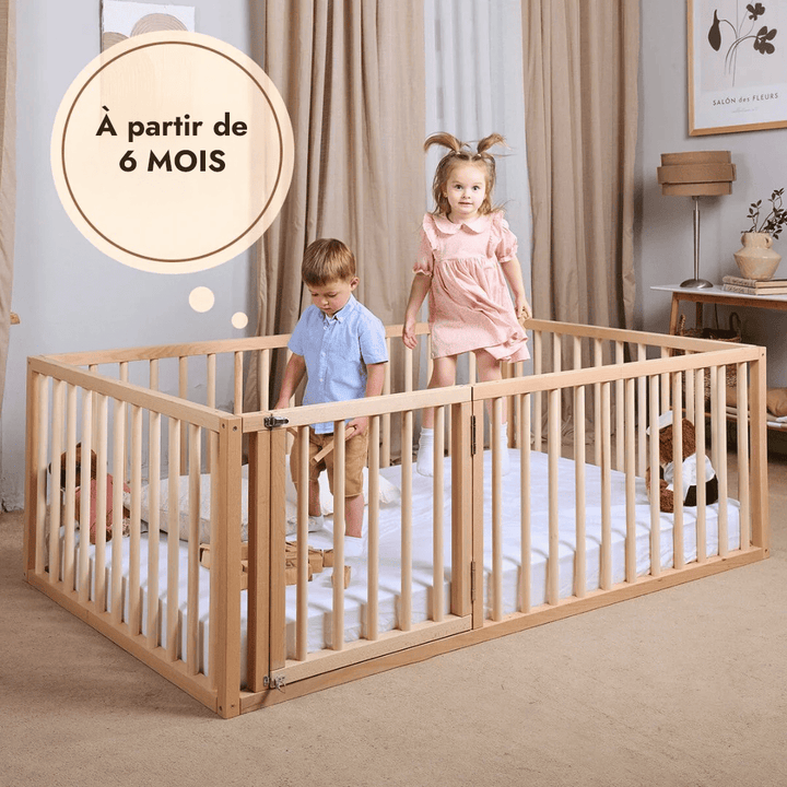 Cadre de lit au sol Montessori pour les Tout-petits avec Barrière