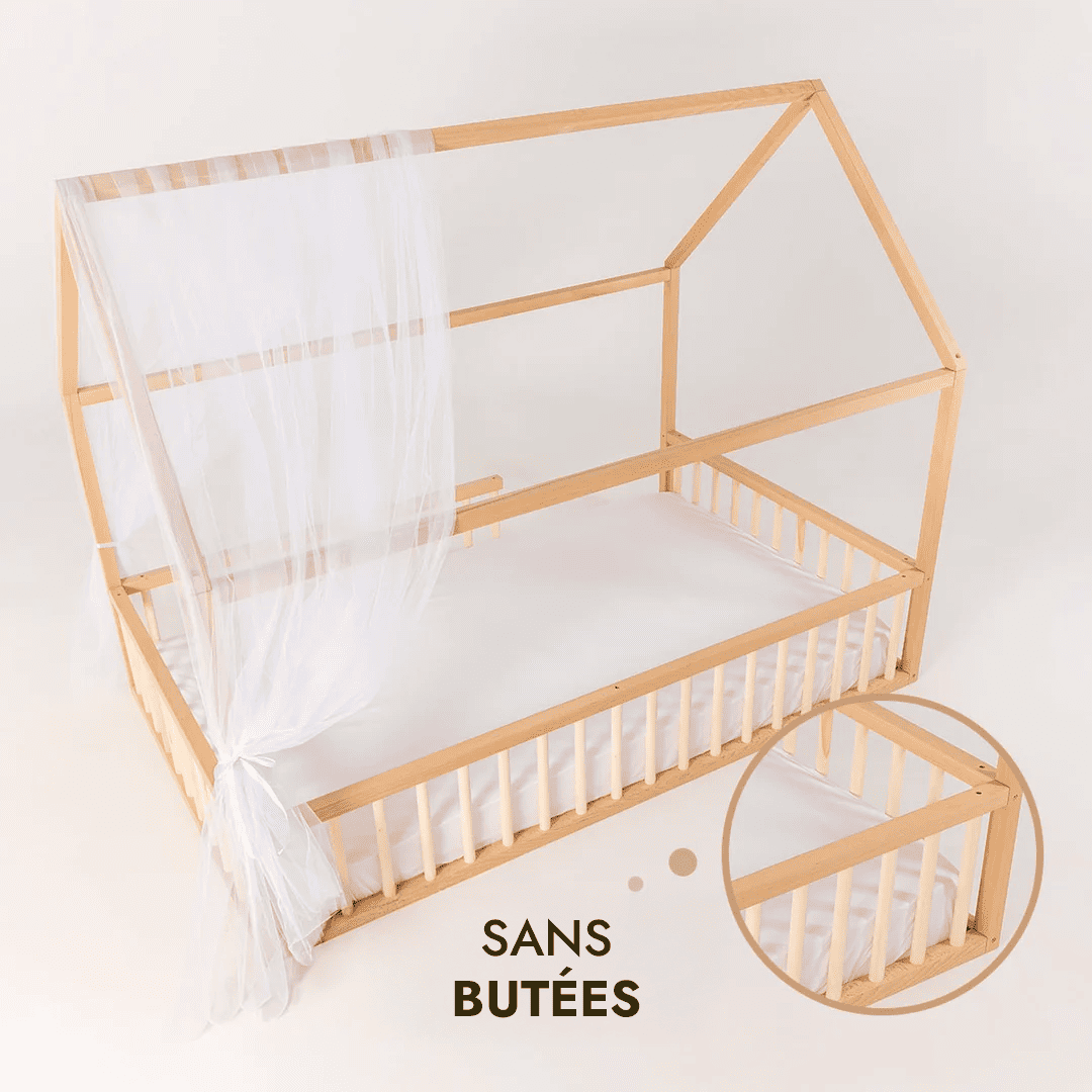 Lit Cabane Montessori pour Enfants avec Barrière
