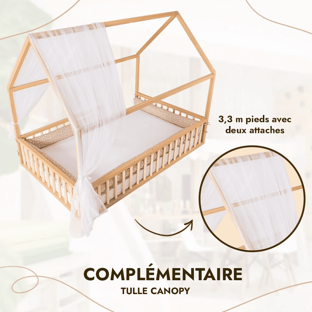 Lit Cabane Montessori pour Enfants avec Barrière