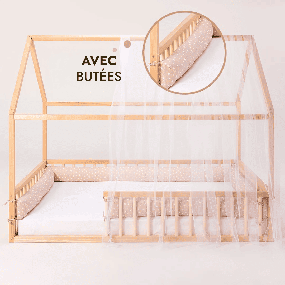 Lit Cabane Montessori pour Enfants avec Barrière