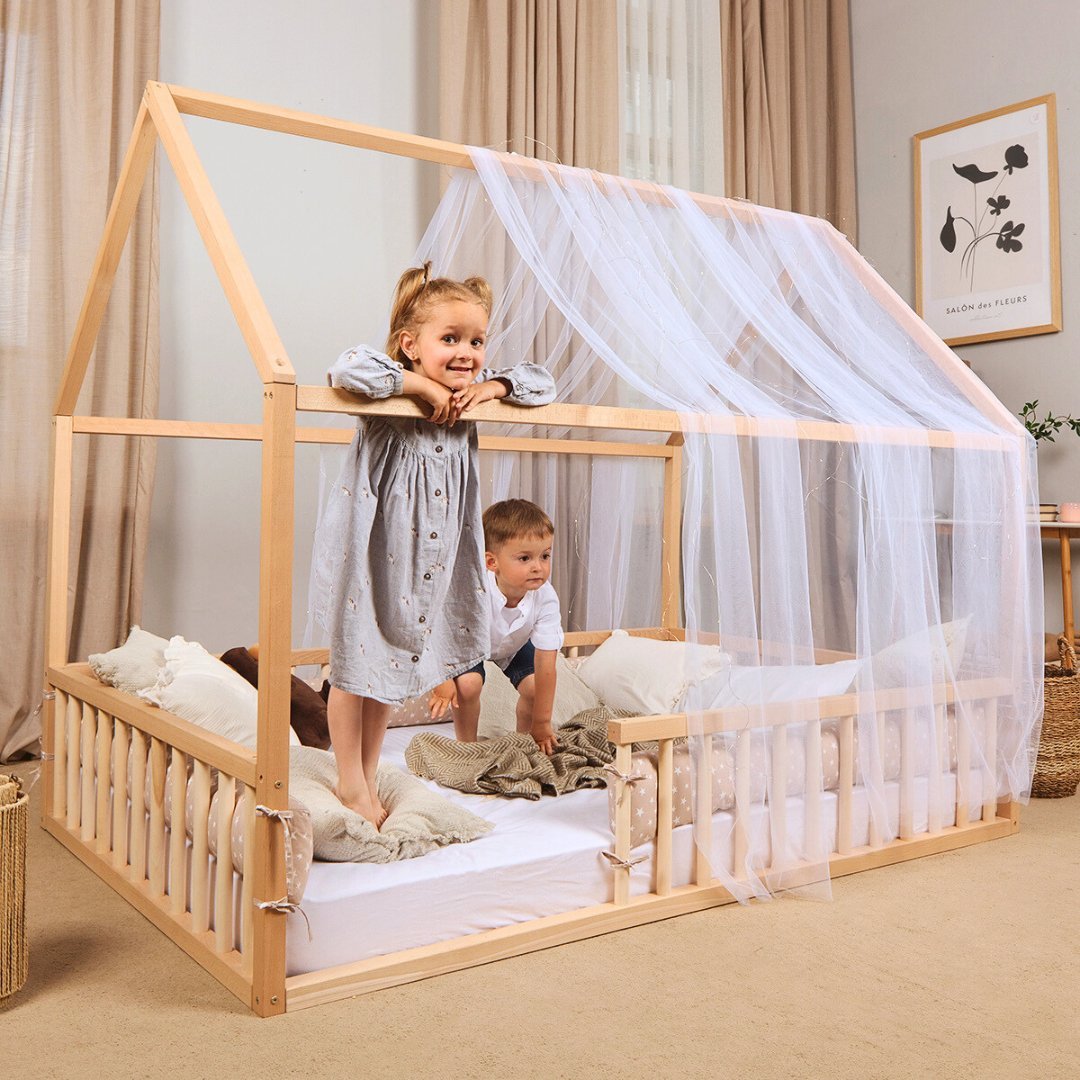 Lit Cabane Montessori pour Enfants avec Barrière