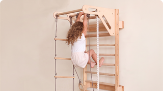 5-in-1 Espalier en Bois avec Barre de Traction & Set de Balançoire 3en1