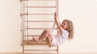 5-in-1 Espalier en Bois avec Barre de Traction & Set de Balançoire 3en1