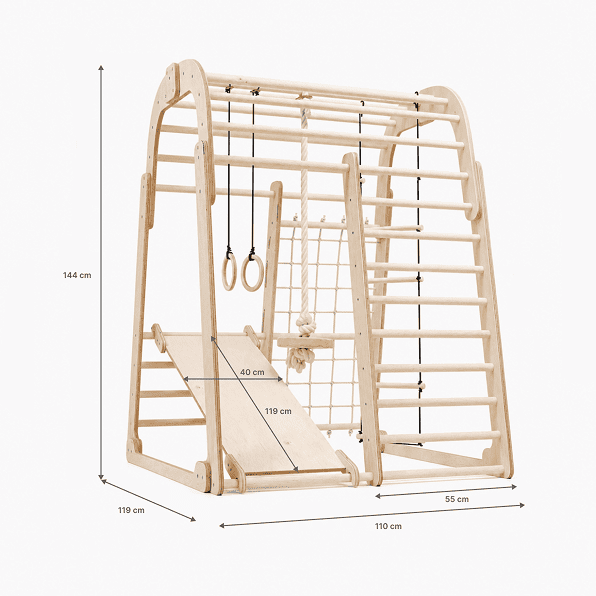 6en1 Aire de Jeux en Bois pour Enfants - Aire de Jeux + Ensemble de Balançoires + Toboggan