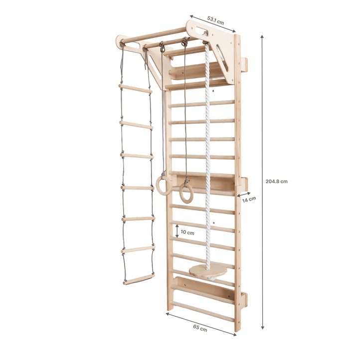 5-in-1 Espalier en Bois avec Barre de Traction & Set de Balançoire 3en1