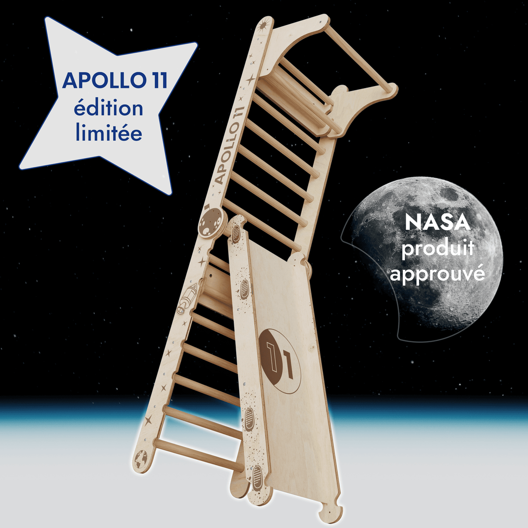 Mur Suédois Apollo / Échelle d'Escalade pour Petits Astronautes + Ensemble Balançoire Lune + Planche de Glisse