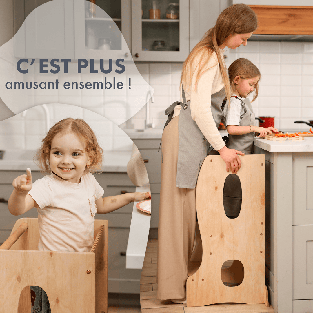 Tour d'apprentissage Montessori : Aide de cuisine - Beige - Goodevas FR