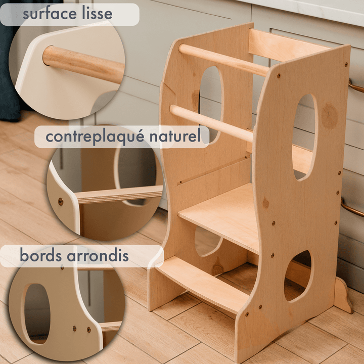 Tour d'apprentissage Montessori : Aide de cuisine - Beige - Goodevas FR