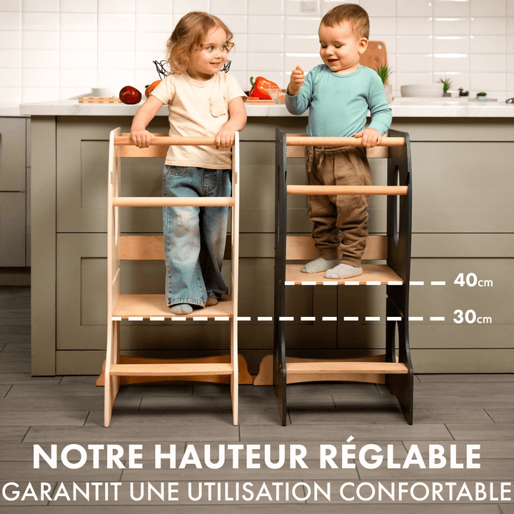 Tour d'apprentissage Montessori : Aide de cuisine - Gris - Goodevas FR