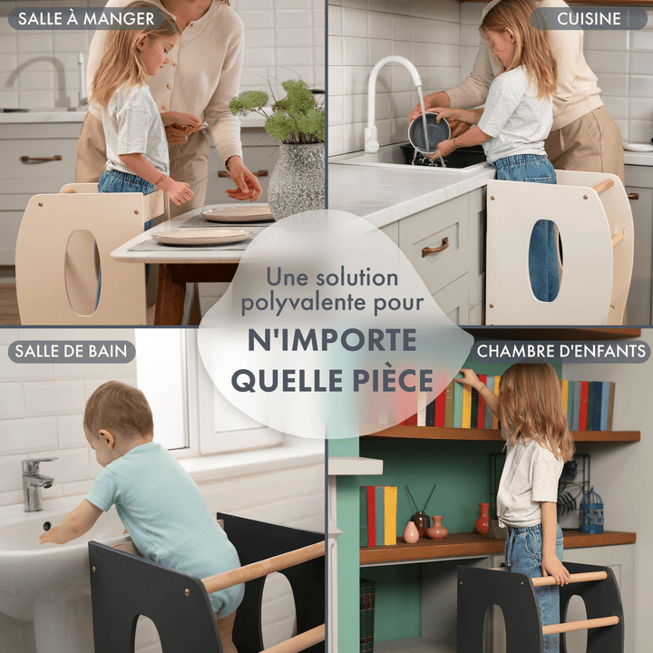 Tour d'apprentissage Montessori : Aide de cuisine - Gris - Goodevas FR