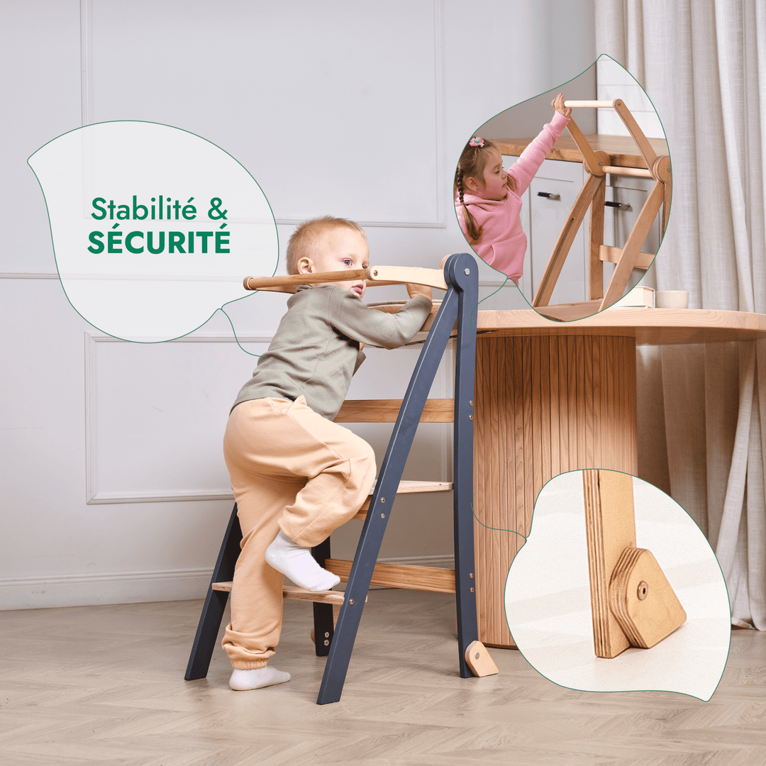 Tour d'apprentissage : Tabouret pliable pour tout - petits - Gris - Goodevas FR