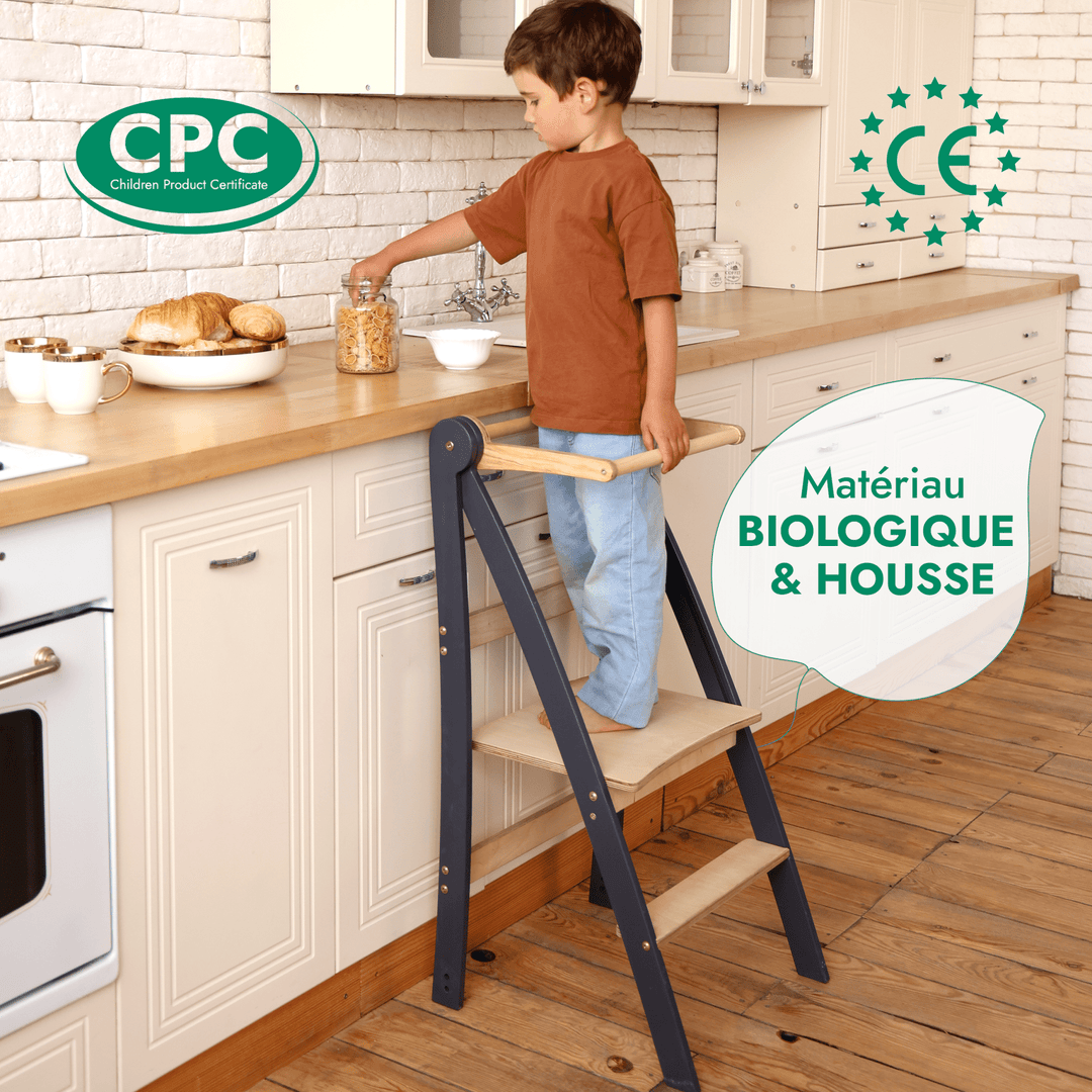 Tour d'apprentissage : Tabouret pliable pour tout - petits - Gris - Goodevas FR