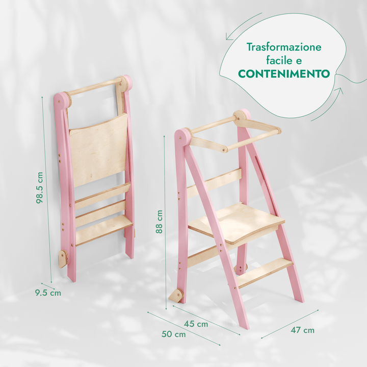 Tour d'apprentissage : Tabouret pliable pour tout - petits - Rose - Goodevas FR