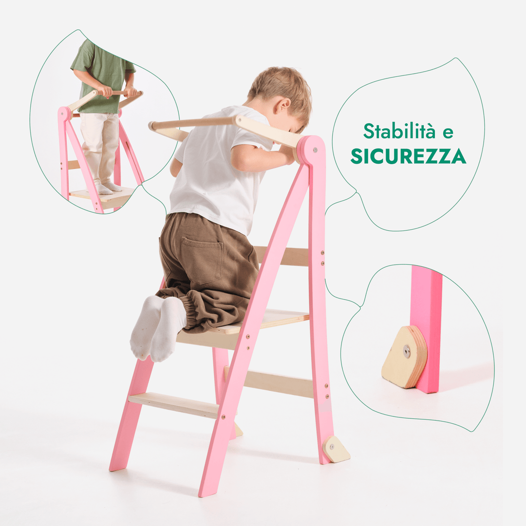 Tour d'apprentissage : Tabouret pliable pour tout - petits - Rose - Goodevas FR