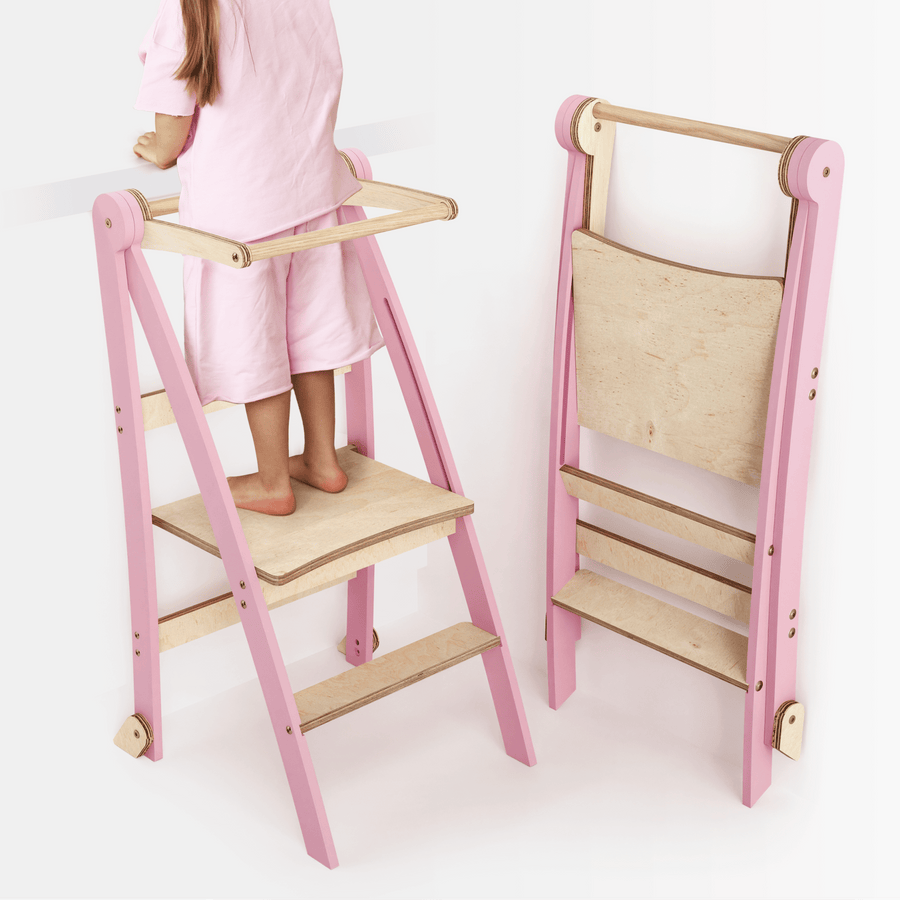 Tour d'apprentissage : Tabouret pliable pour tout - petits - Rose - Goodevas FR