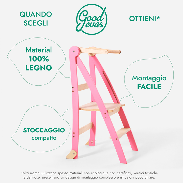 Tour d'apprentissage : Tabouret pliable pour tout - petits - Rose - Goodevas FR