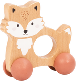 Renard à roulettes en bois